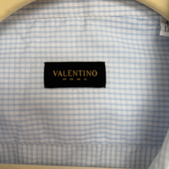 Valentino Roma Mens Shirt size 17.5/44 blue and white - Picture 2 of 7